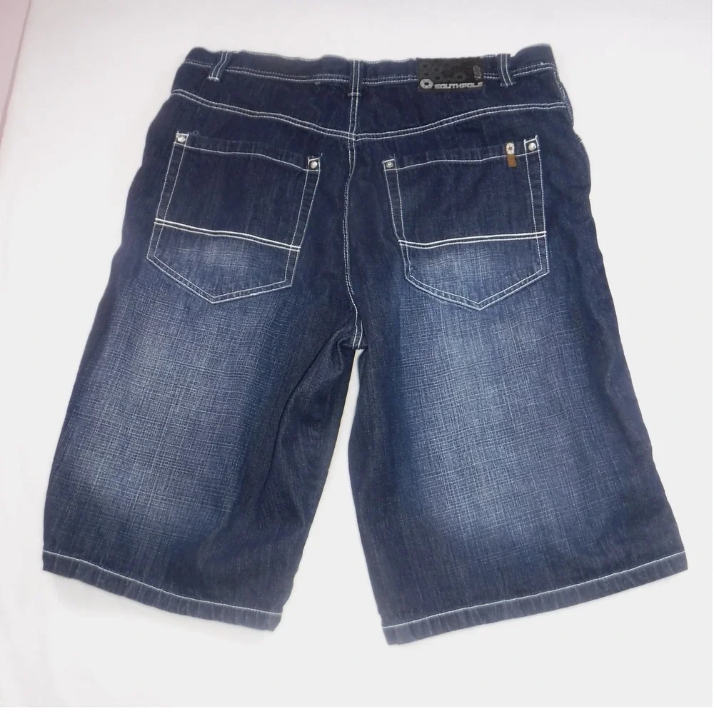 Southpole 4187 Men's 44 Baggy Denim Shorts Dark Wash Y2K Hip Hop Streetwear 4187